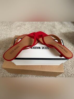 Steve Madden Red Knotted Suede Slide Mules